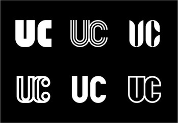 Set of letter UC logos. Abstract logos collection with letters. Geometrical abstract logos