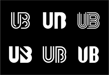 Set of letter UB logos. Abstract logos collection with letters. Geometrical abstract logos