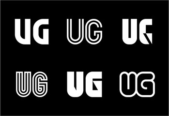 Set of letter UG logos. Abstract logos collection with letters. Geometrical abstract logos