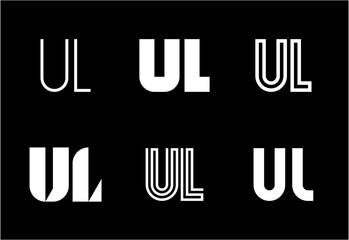 Set of letter UL logos. Abstract logos collection with letters. Geometrical abstract logos