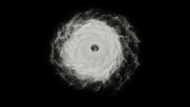 3d Animation of a hurricane isolated on black with luma matte