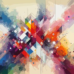 Axis beautiful colorful splashes of paint geometric abstract art.