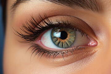 Obraz premium The vacant eyes of a woman reflect feelings of anxiety and fear. Unexpected bad news shatters her peaceful daily life. Deteriorating circumstances alter her life. The concept of life and downfall.