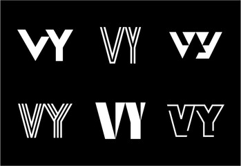 Set of letter VY logos. Abstract logos collection with letters. Geometrical abstract logos