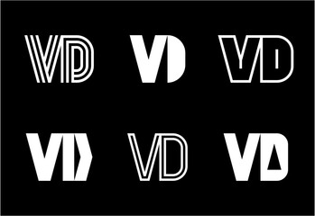 Set of letter VD logos. Abstract logos collection with letters. Geometrical abstract logos