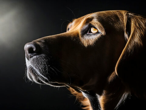 Dramatic side snoot light from the right ai generative