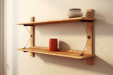 3D rendering of shelf mounted on a wall. Generative AI