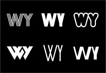 Set of letter WY logos. Abstract logos collection with letters. Geometrical abstract logos