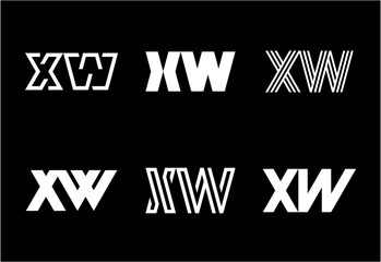 Set of letter XW logos. Abstract logos collection with letters. Geometrical abstract logos