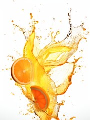orange with splash on white background,orange Juice photo retouching