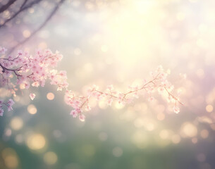 Nature background. Spring flowers in soft colors. AI