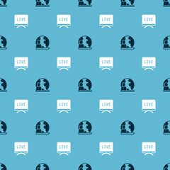 Set World news and Live report on seamless pattern. Vector