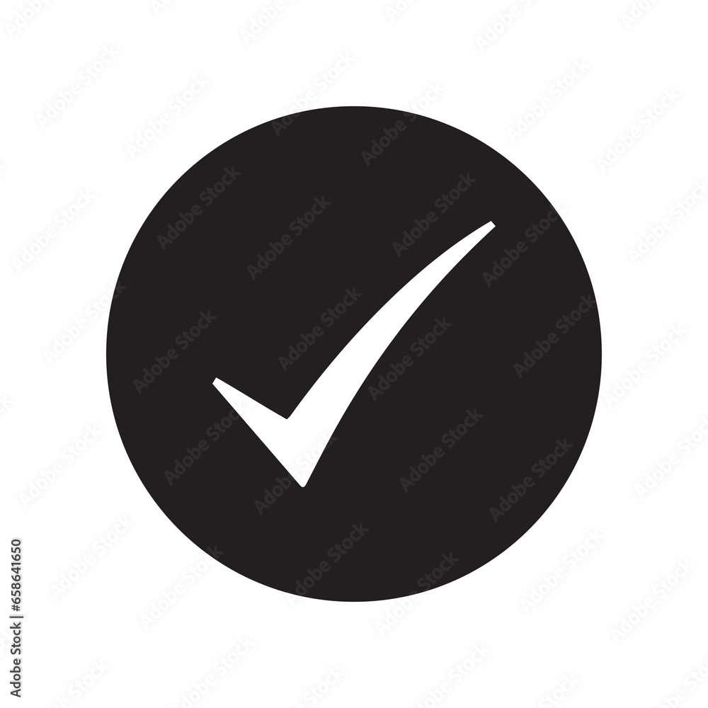 Poster check mark icon vector. check mark logo design. check mark vector icon illustration in circle isolat