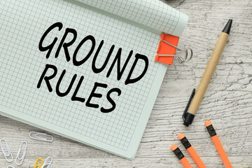 GROUND RULES. Copy space open notepad with text on the corner of the page