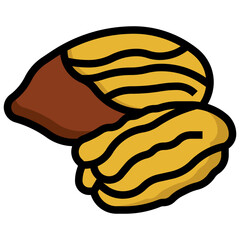 pecan filled outline icon,linear,outline,graphic,illustration