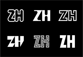 Set of letter ZH logos. Abstract logos collection with letters. Geometrical abstract logos