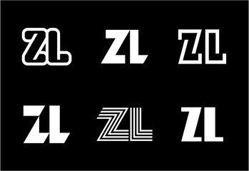 Set of letter ZL logos. Abstract logos collection with letters. Geometrical abstract logos