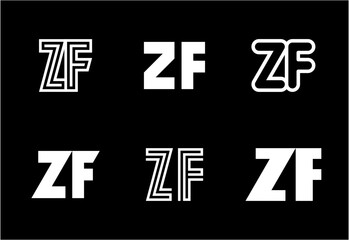 Set of letter ZF logos. Abstract logos collection with letters. Geometrical abstract logos
