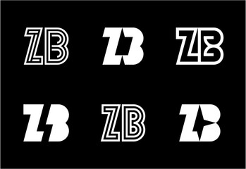 Set of letter ZB logos. Abstract logos collection with letters. Geometrical abstract logos