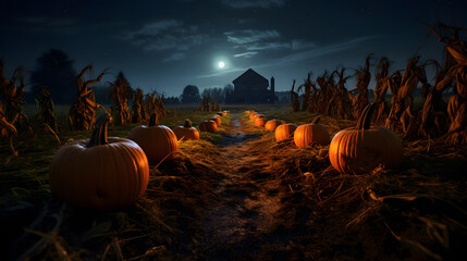 Halloween pumpkin in a mystic night