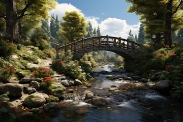 Natural Bridge, A wooden bridge crossing a stream in the forest