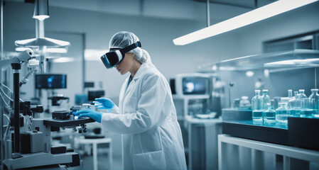 Interior of modern biopharmaceutical laboratory
