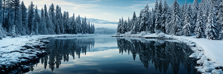 Fototapeta premium Landscape image of the swampy atmosphere in winter
