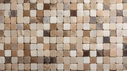 Pattern of Mosaic Tiles in beige Colors. Top View