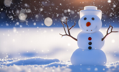 Fototapeta premium Snowman in the Snow