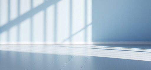 Obraz premium Empty blue and white room with beautiful light and shadow, AI generated