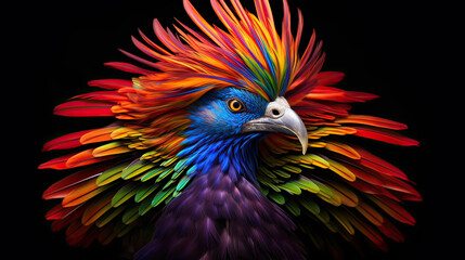 Prismatic feathers of a mythical bird AI generative