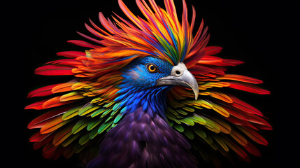 Obraz premium Prismatic feathers of a mythical bird AI generative