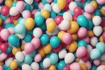 Fototapeta na wymiar Colorful balloons isolated on transparent background cutout