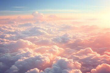 Clouds as seen from the window of an airplane. - obrazy, fototapety, plakaty