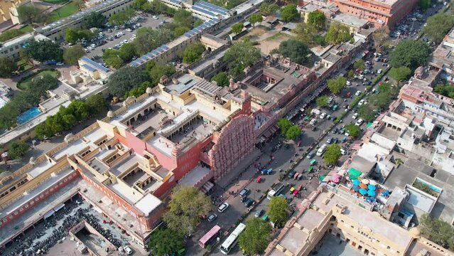 Hawa Mahal in Jaipur, India Drone 4K