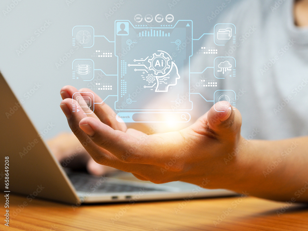 Poster ai chat technology conversation online, business software artificial intelligence communication and 
