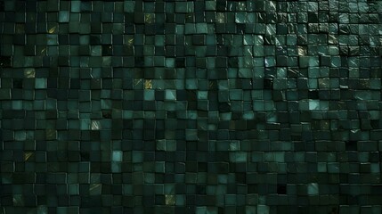 Pattern of Mosaic Tiles in dark green Colors. Top View
