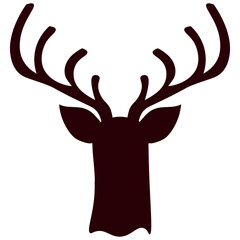 Design t-shirt print with Reindeer isolated transparent background. Blue Deer silhouette on white xmas ball, snowflake on horns. Vector illustration. Christmas symbol. 