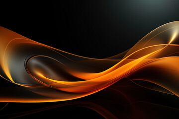 Abstract modern yellow-orange smooth lines on a black background