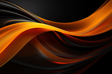 Abstract modern yellow-orange smooth lines on a black background