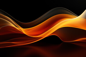 Abstract modern yellow-orange smooth lines on a black background