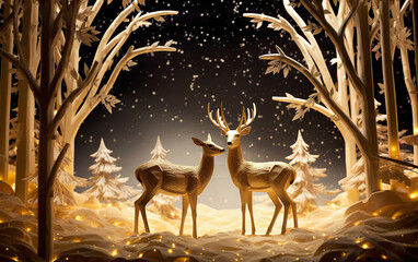 Christmas, deer in the forest