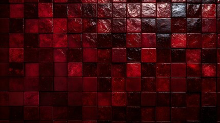 Pattern of Mosaic Tiles in dark red Colors. Top View