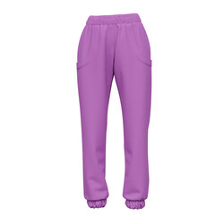 Women's lilac fleece sweatpants with elastic band isolated on white background. 3d rendering   