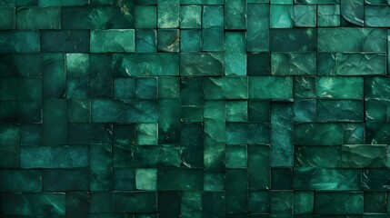 Pattern of Mosaic Tiles in emerald Colors. Top View