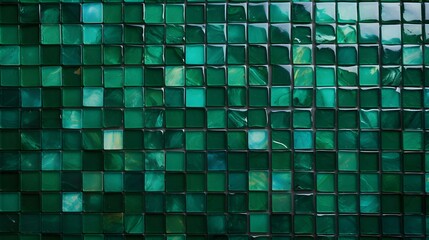 Pattern of Mosaic Tiles in emerald Colors. Top View