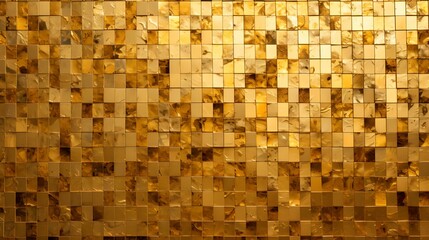 Pattern of Mosaic Tiles in gold Colors. Top View