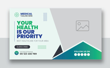 Medical healthcare youtube thumbnail cover and social media web banner design template	