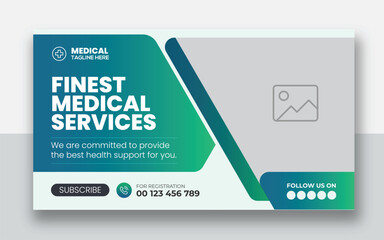Medical healthcare youtube thumbnail cover and social media web banner design template	