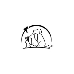 dog and bird and rabbit